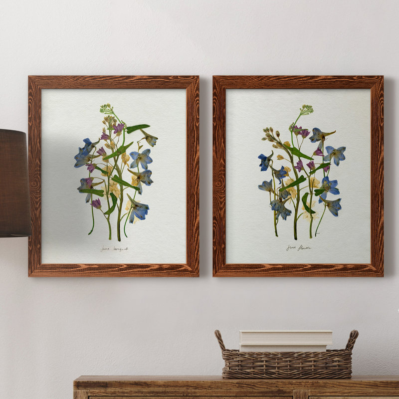 Pressed June Arrangement I - Ensemble de 2 peintures sur toile encadrées, H 20 po x l 34 po x P 1,5 po, Brun