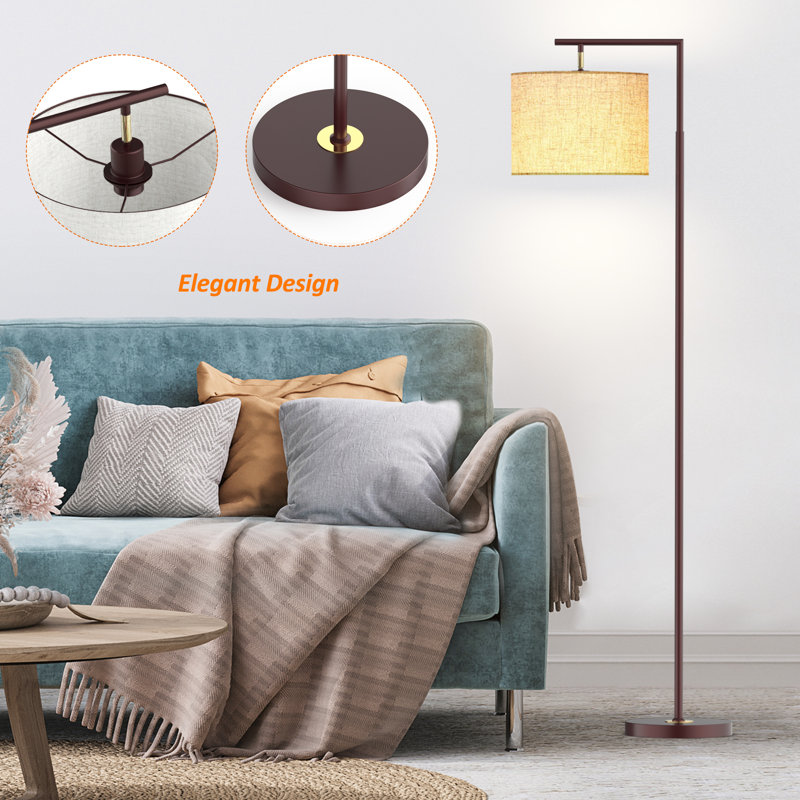 Nylene 64" Arc/Arched Floor Lamp with Remote Control and Bulb Included, Brown
