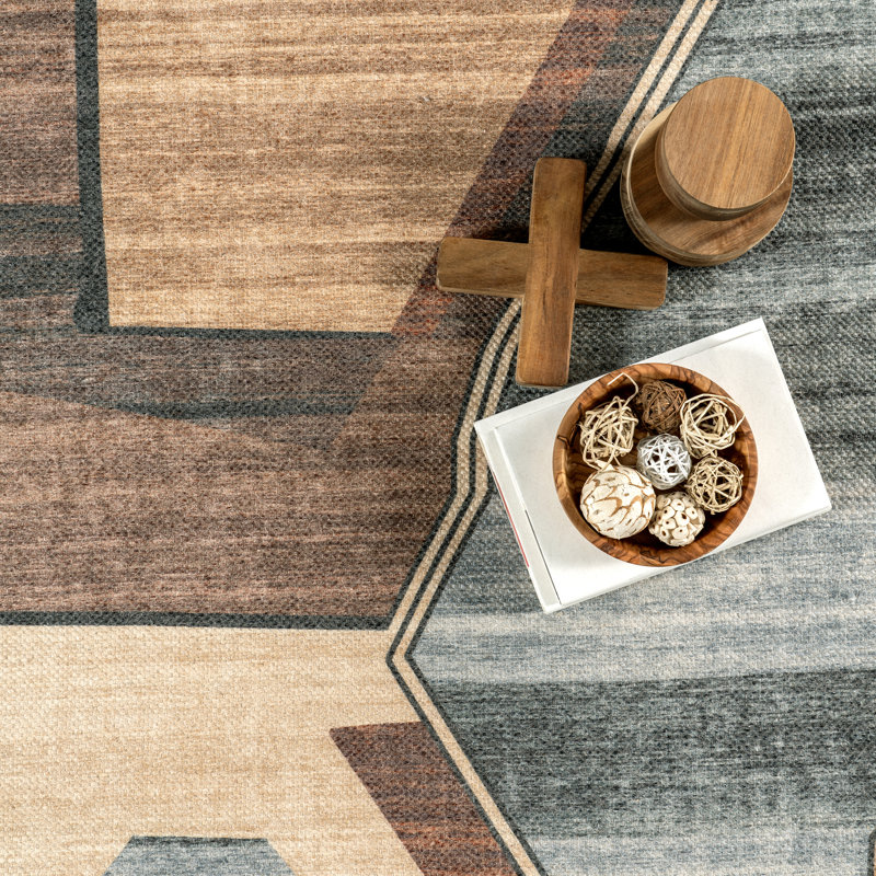 Abstract Earth Tones Tufted Wool 9' x 12' Rug