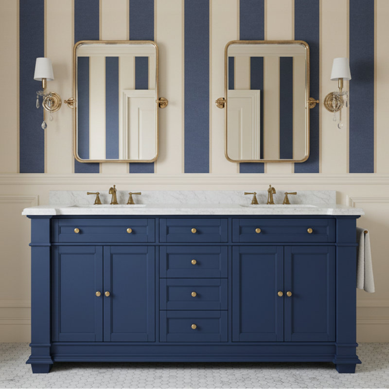 Claridge 72" Double Bathroom Vanity Set, Navy