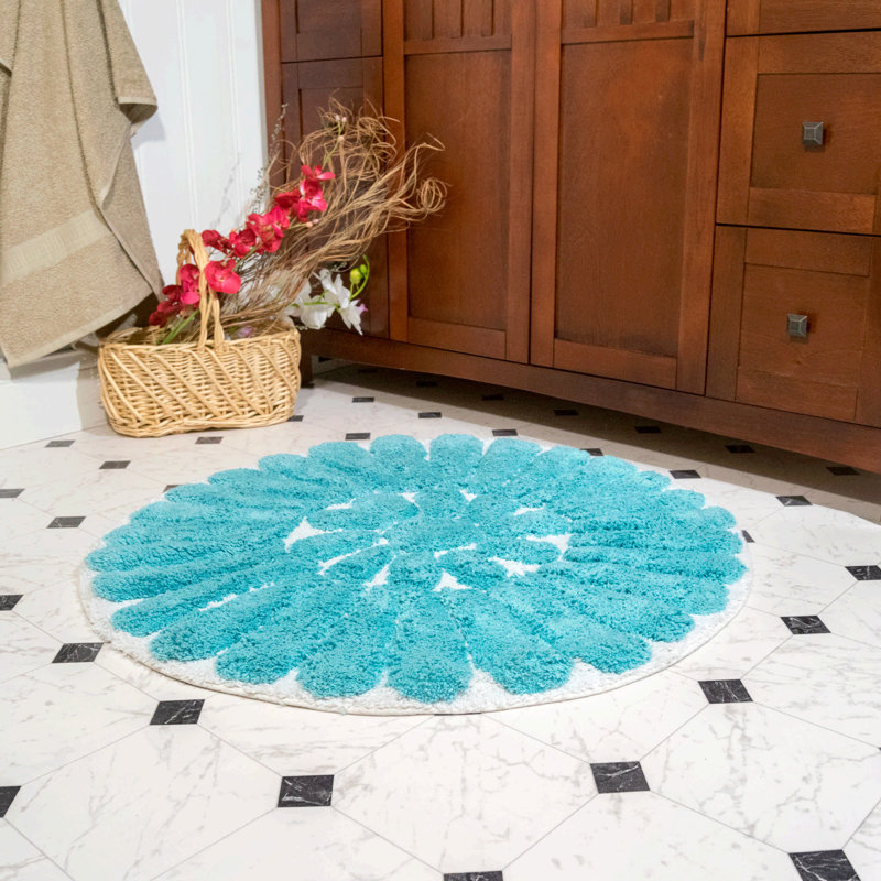 Tapis pour salle de bain Cressona, Blanc / aqua