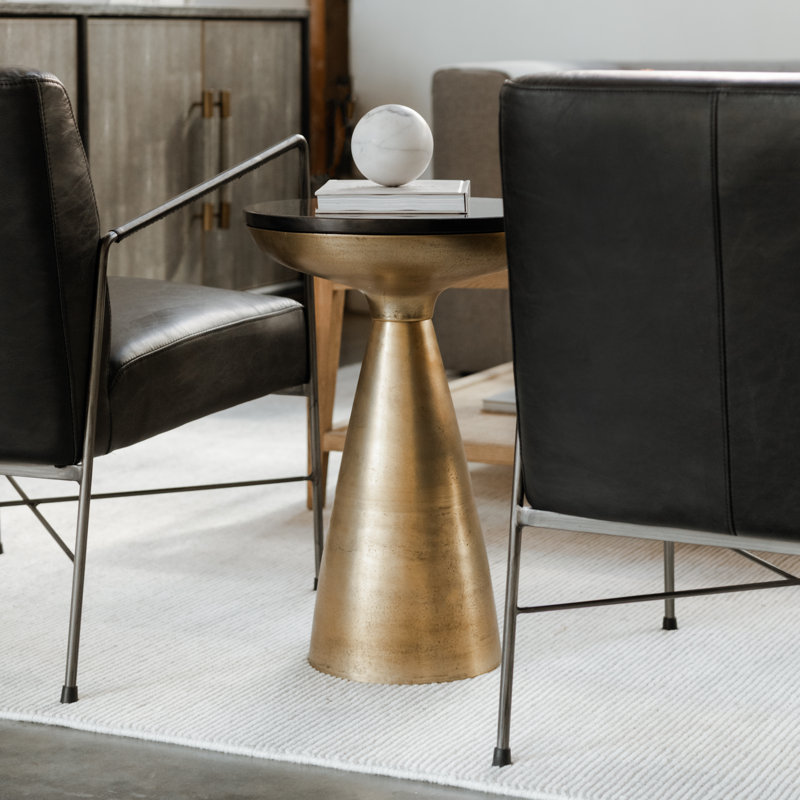 Gravesend End Table, Black, Brass
