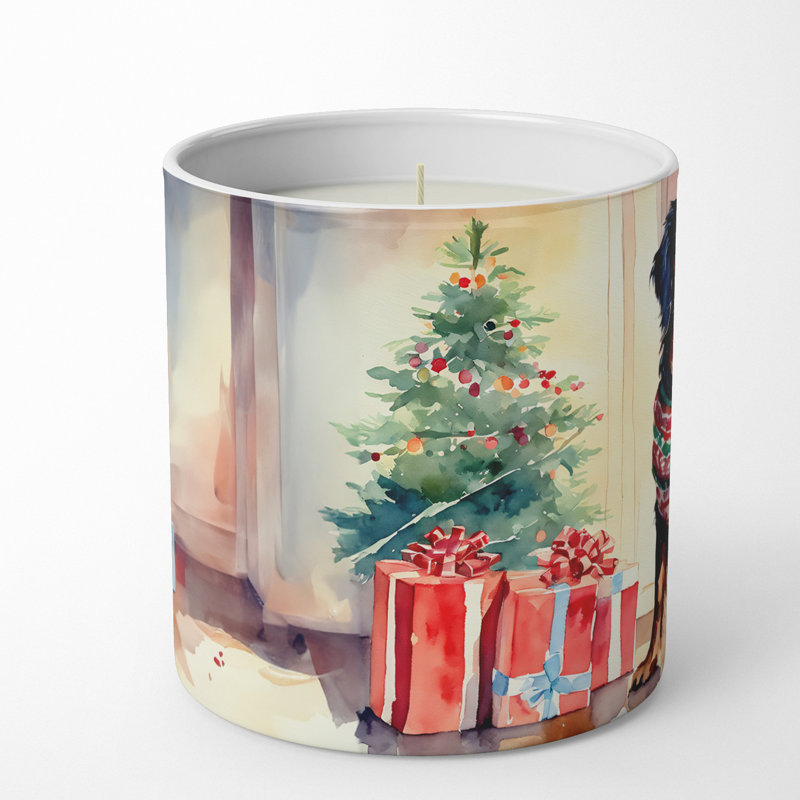 Bougie parfumée pour arbre de Noël avec support en céramique 