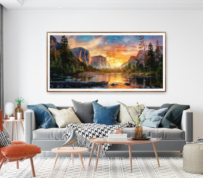 Reproduction d'affiche de paysage horizontal panoramique du parc national de Yosemite, Californie, Toile tendue