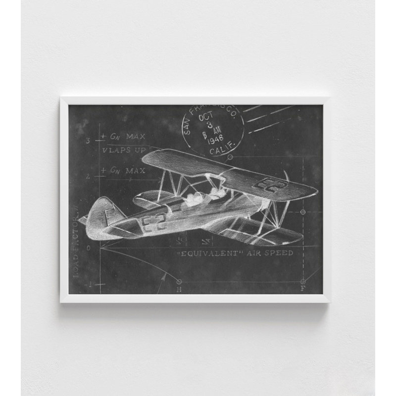 «Schéma de vol I» par Ethan Harper, reproduction de cadeau encadré, art mural croquis, art mural tableau noir, cadeau d'amant d'avion, art mural encadré