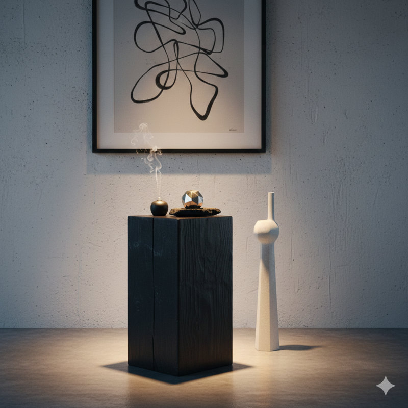 Table de bout en bois à colonne carrée MGO, hauteur 27,75 po, avec une finition vieillie d'aspect bois. Conçue pour se mélanger à différentes hauteurs pour une utilisation intérieure ou extérieure, en noir.