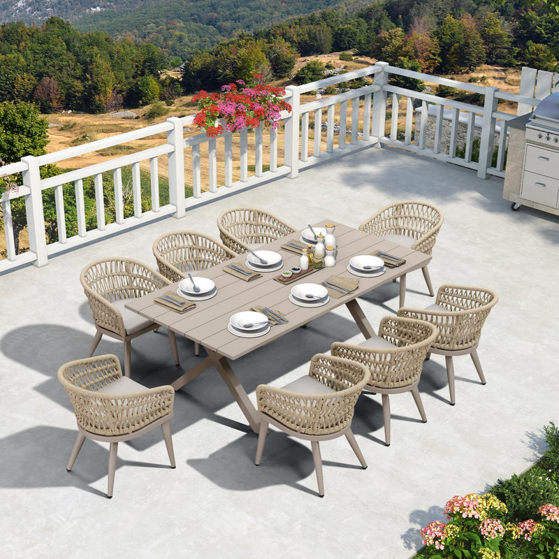 Ensemble repas de patio, 8, 29.13" H x 86.61" W x 38.58" D
