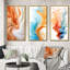 Vagues de peinture orange et blanche - Art abstrait à l'encre liquide, ensemble de 3 pièces-296809461-296809471
