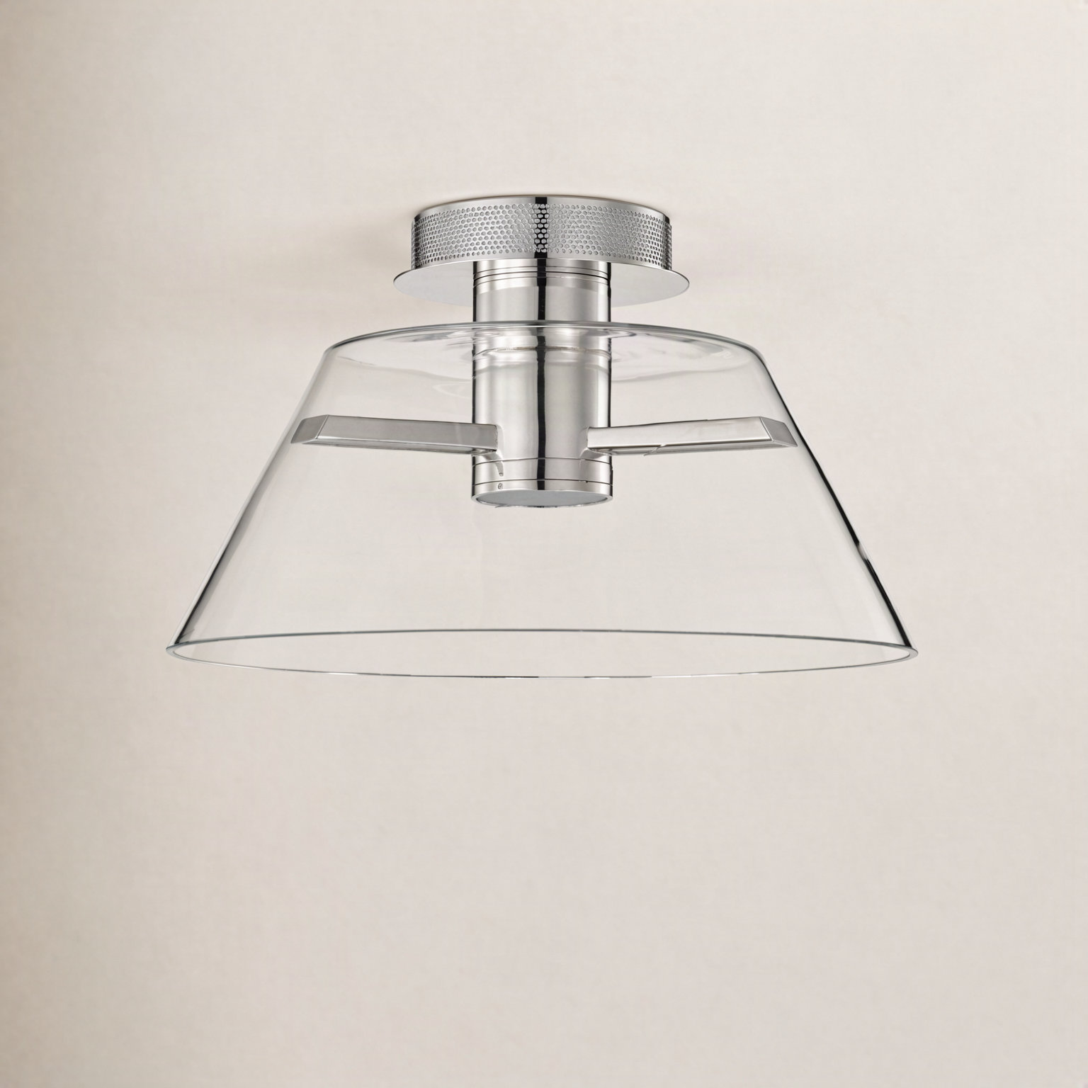 Hales 17" Single Light Semi Flush Mount, Polished Nickel