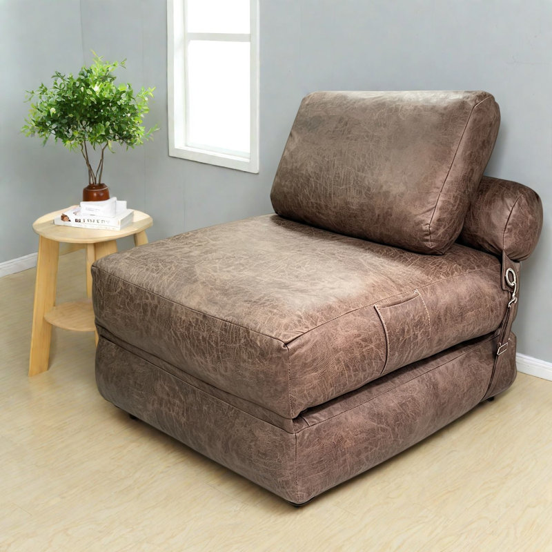 Canapé convertible à compression, tissu technique brun 86 cm, salon moderne