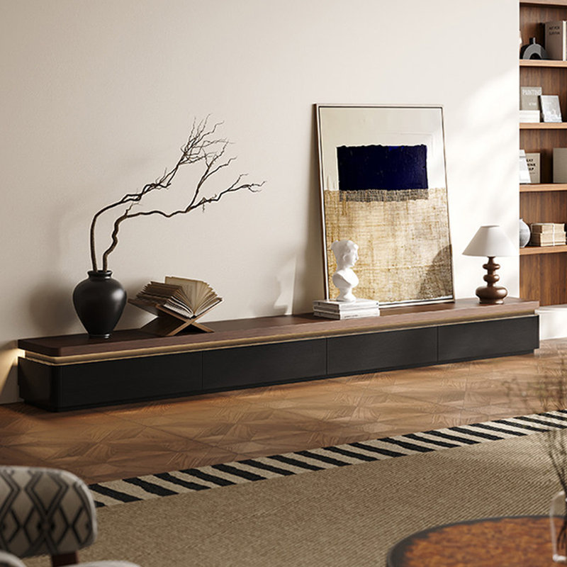 Retro Black Solid Wood TV Stands
