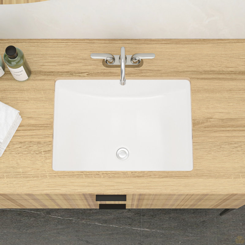 Lavabo de salle de bain rectangulaire encastré en céramique avec trop-plein 21,5 "X 15"