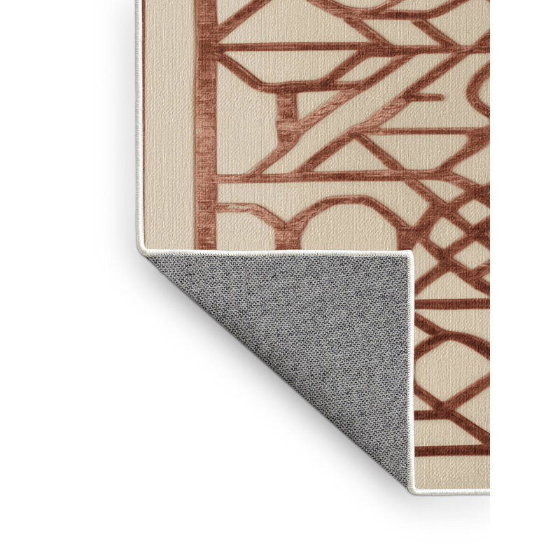 Machine Washable Trellis Beige Area Rug, Carré 3 pi