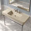 Lavabo de console de salle de bain cannelé avec cuve intégrée à surface solide, pieds en métal rétro et barre à serviettes-1966015440-1966015453
