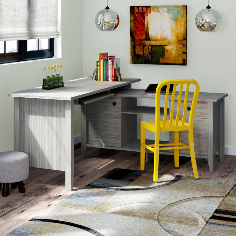 Serena L-Shaped Computer Desk, Smoke Oak