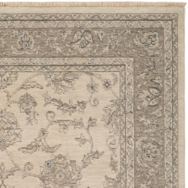 Tapis gris/ivoire en laine oriental Loretta, Rectangulaire 9 pi 10 po x 12 pi 11 po