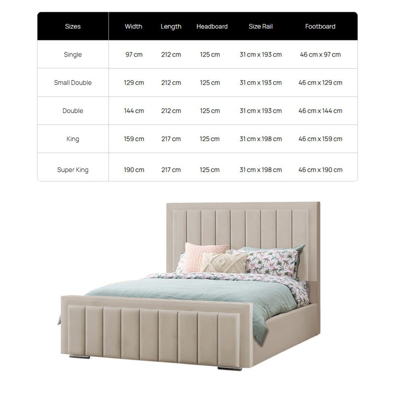 Luciana Bed Frame Upholstered Bed, Asphalt, Super King (6')