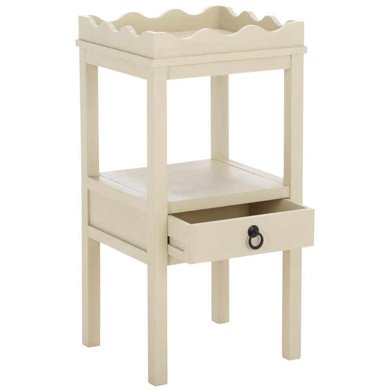 Table d'appoint 1 tiroir avec bords festonnés, Sable