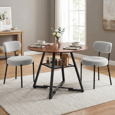 Table de salle à manger industrielle 42 "avec chaises rembourrées, ensemble de table de cuisine
