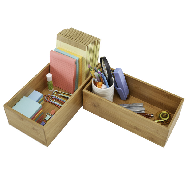 Natural Bamboo Multi-Size Storage Organizer Box Set