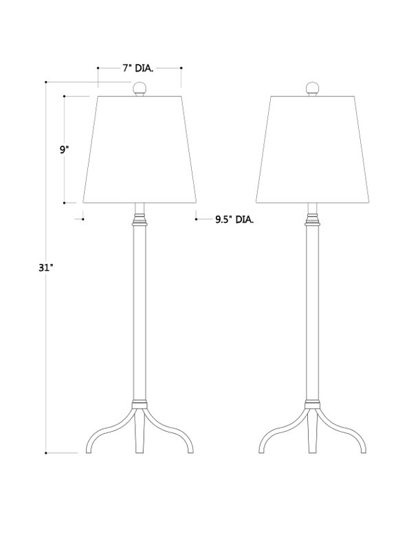 Portobello Tripod Table Lamp Set