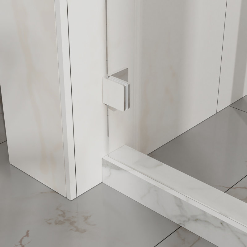 Porte de douche, verre trempé transparent, coulissant réversible, seuil de blocage de l'eau, baignoire ajustable 56 H 60 po, H 1/4 po, 6 mm, rebord anti-éclaboussures, roulettes