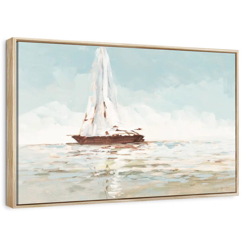 Voilier, Cadre flottant en bois naturel, 40 po x 27 po