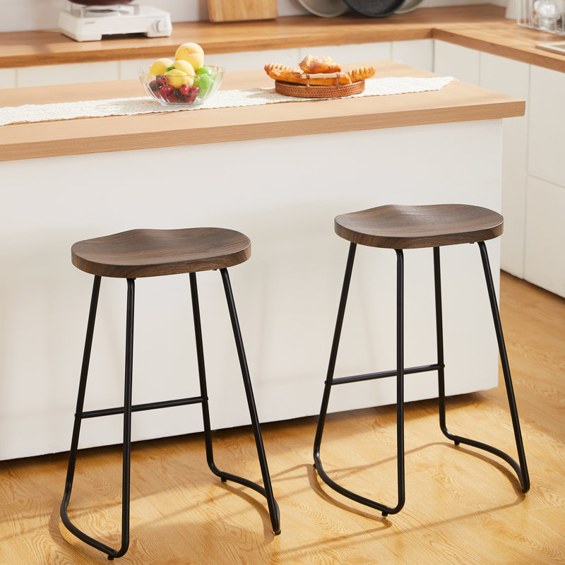 Ensemble de siège de selle en bois massif avec repose-pieds Alazia, Tabouret de comptoir (siège d'une hauteur de 26 p, 2