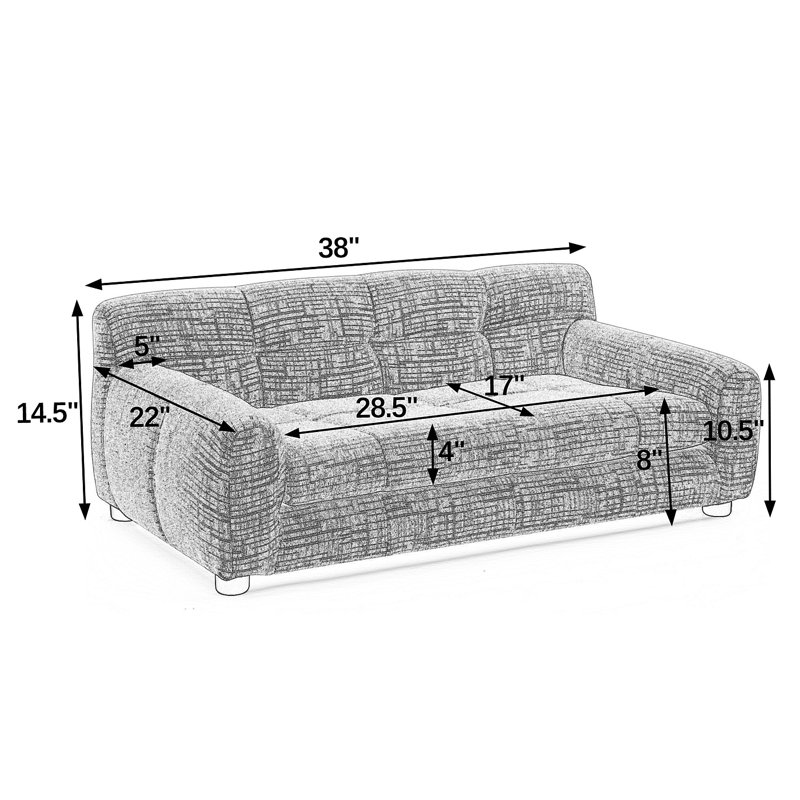 Canapé pour chien doux et confortable avec dossier et accoudoirs, convient aux canapés rectangulaires modernes pour petits et moyens chiens, gris foncé