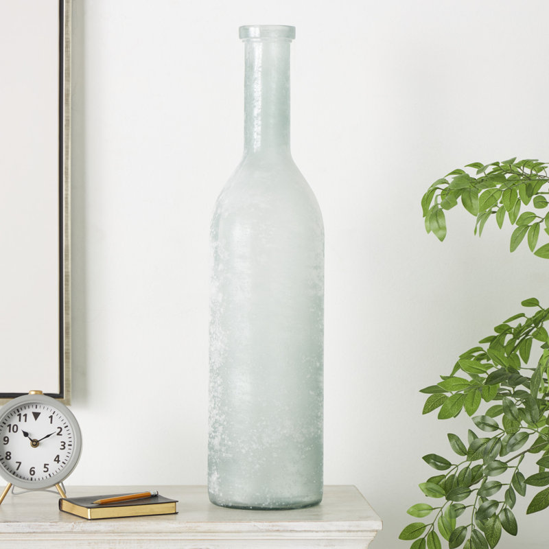 Northridge Recycled Glass Handmade Tall Ombre Floor Decorative Vase, Clear, 29.9" H x 	7.1" W x 7.15" D