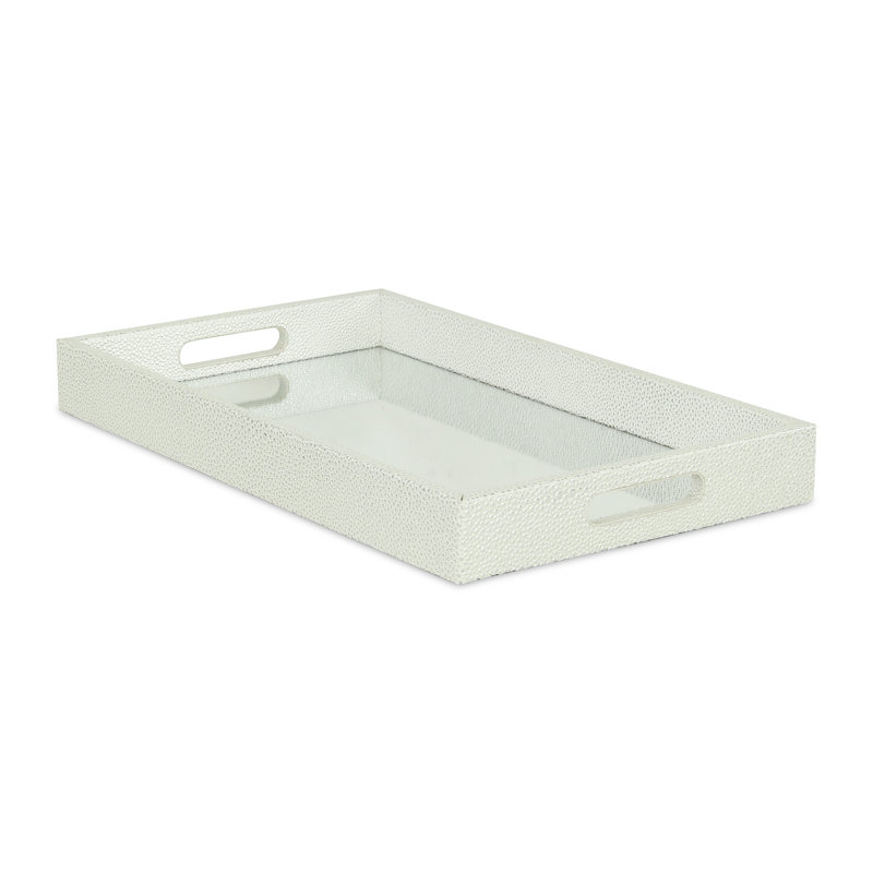 Aimable Tray, White Silver, 1.75" x 10.25" x 8"