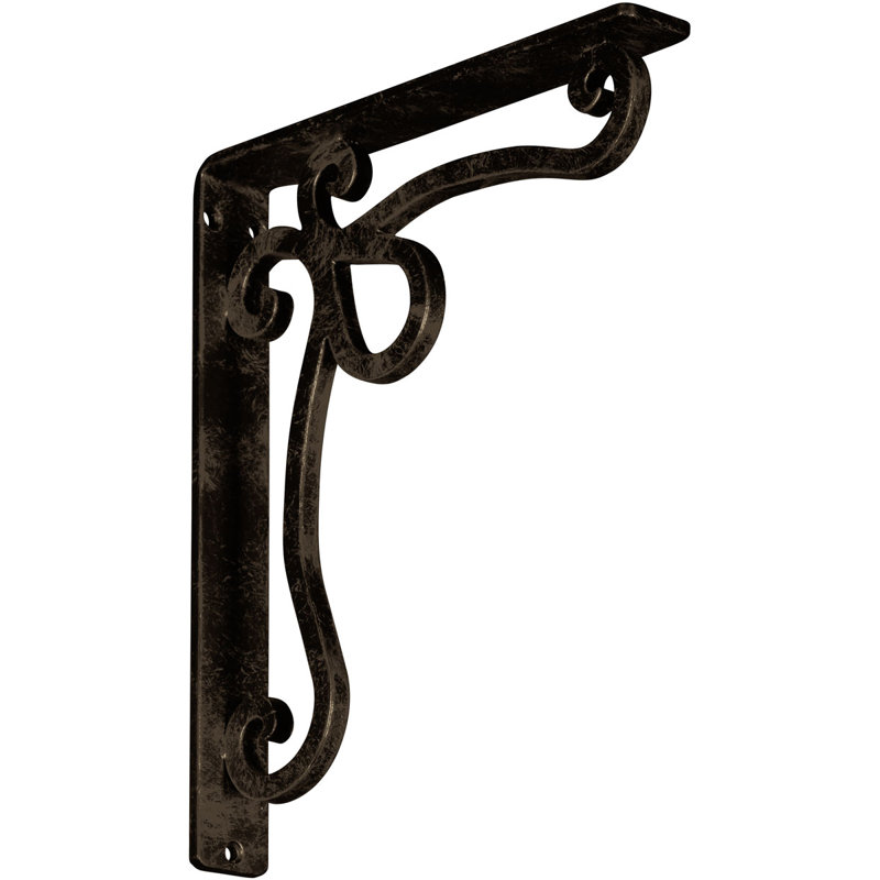 Support en fer forgé Orleans, Laiton antique, H 12 po x l 1,5 po x P 10 po