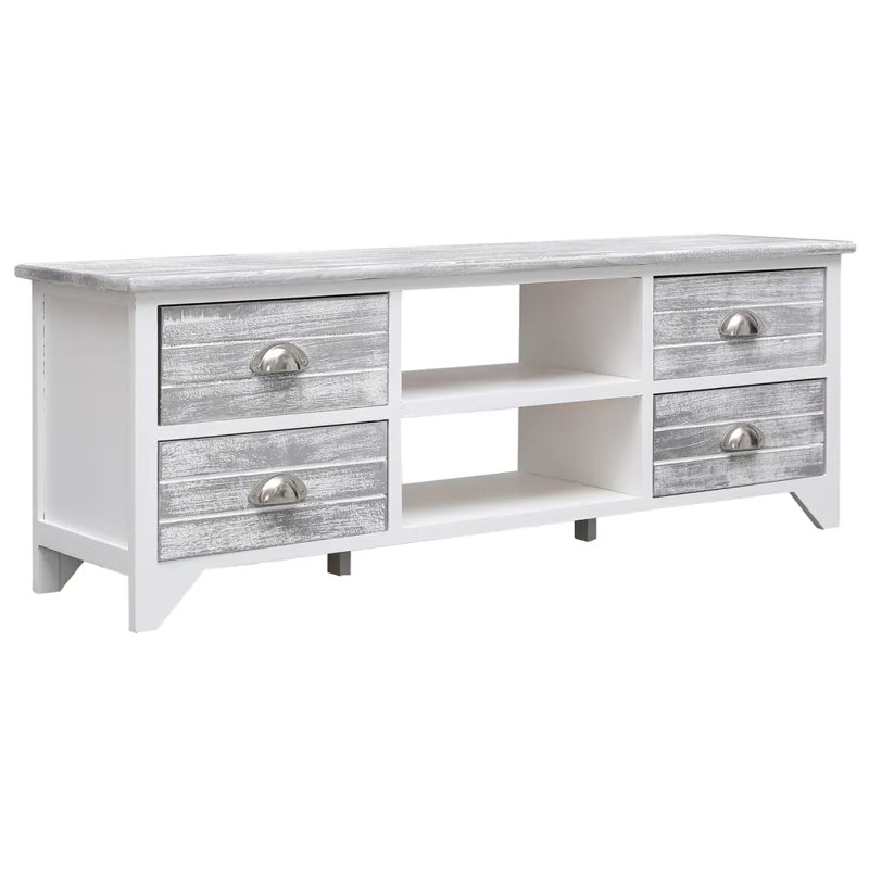 Dalaigh Unfinished TV Stand, White/Grey
