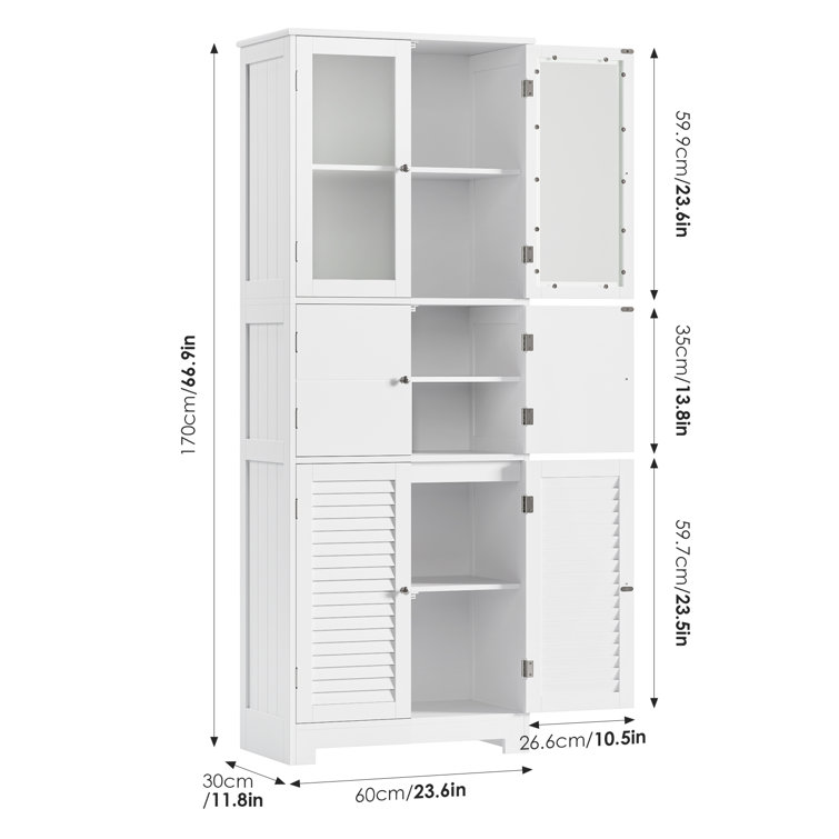 Stanly Bathroom Floor Cabinet Wooden Storage Organizer with 1 Door and 3 Drawers, Free-Standing Red Barrel Studio