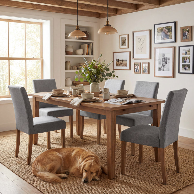 Chaise rembourrée à haut dossier Parsons, 6, Tissu gris