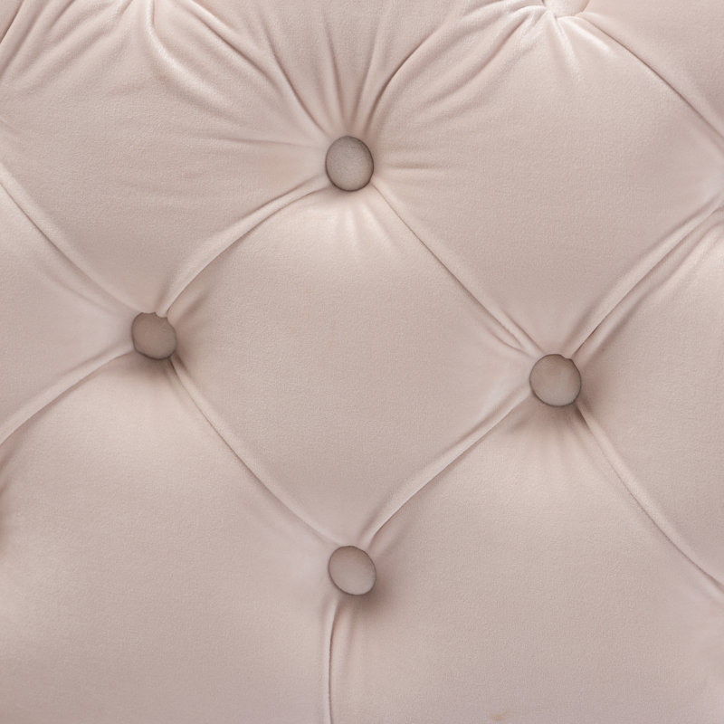 Kylin Velvet Ottoman, Light Beige