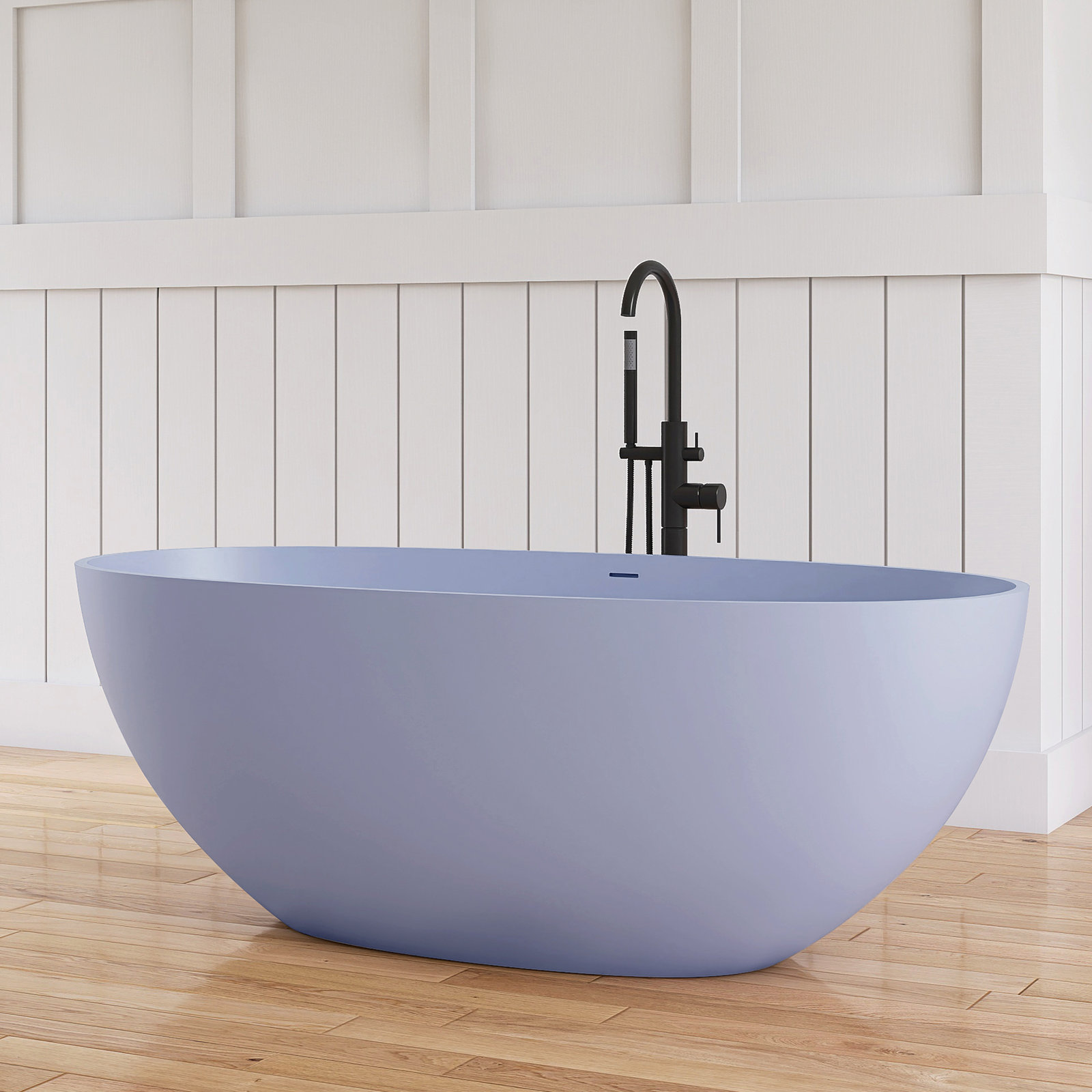 Forma 61" Solid Surface Soaking Bathtub, Blue