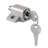 Push-In Sliding Door Keyed Lock, 1-3/4 In., Diecast And Steel Components, Aluminum Painted Finish
