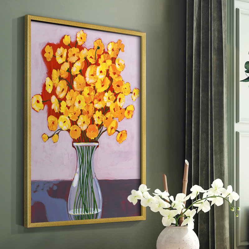 «Daisy Bouquet I», reproduction encadrée - bois massif, Or, H 10 po x l 8 po
