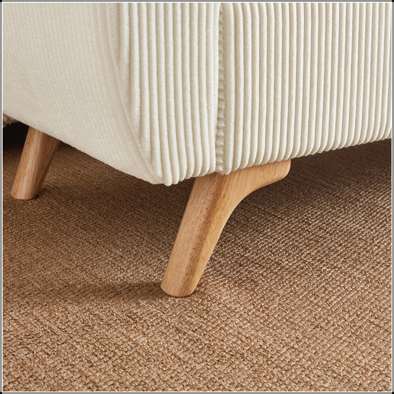Banc de lit moderne de 145 cm (57 po) en velours côtelé avec rangement intégré et pieds en bois, idéal pour la chambre ou le couloir.