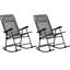 Ensemble de 2 chaises berçantes pliantes grises pour l'extérieur Confortable, ergonomique pour la terrasse, le patio et la cour. Chaise de balcon en acier, terrasse