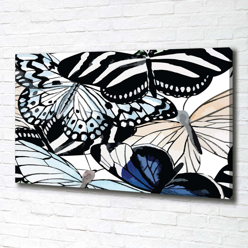 Butterflies And Flowers - Wrapped Canvas Print