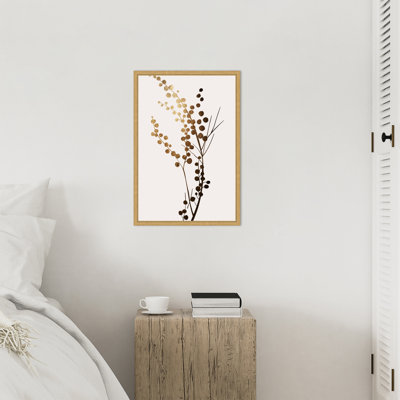 Beige Branch 1 by Eins Kubistika Framed Canvas Wall Art Print
