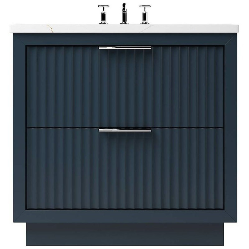 Lecrieú Two-Drawer Single Bath Vanity, 30", Hague Blue, Polished Chrome