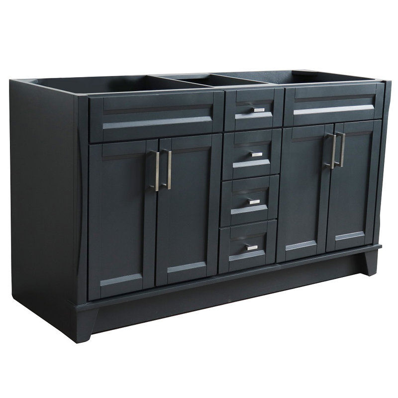 Base de meuble-lavabo double 60 po seulement, Gris foncé