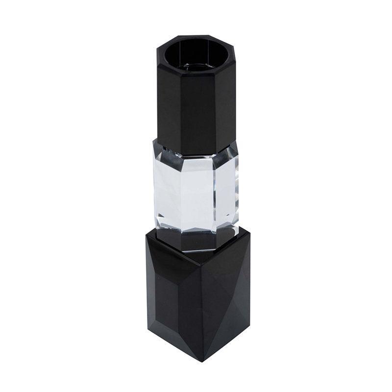 2.4X2.4X9.4" Black And Clear Tealight Candle Holder 6EA/CTN