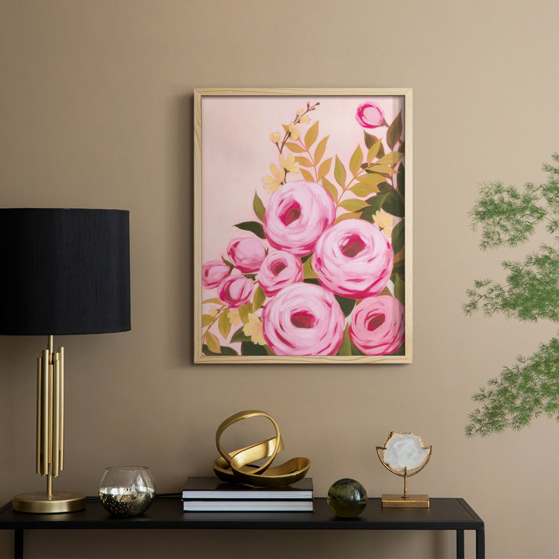 «Vibrant Roses II», reproduction encadrée - bois massif, Naturel, H 30 po x l 24 po