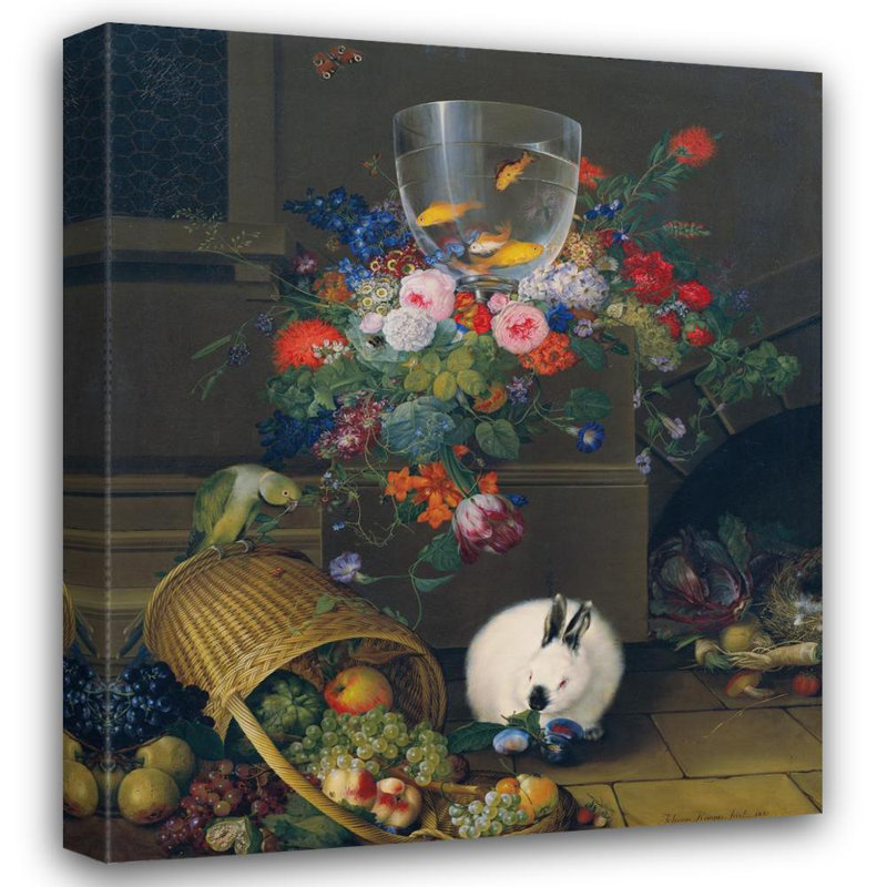 «Still Life with Goldfish Bowl» par Johann Knapp - Art mural sur toile tendue avec châssis, H 18 po x l 14 po