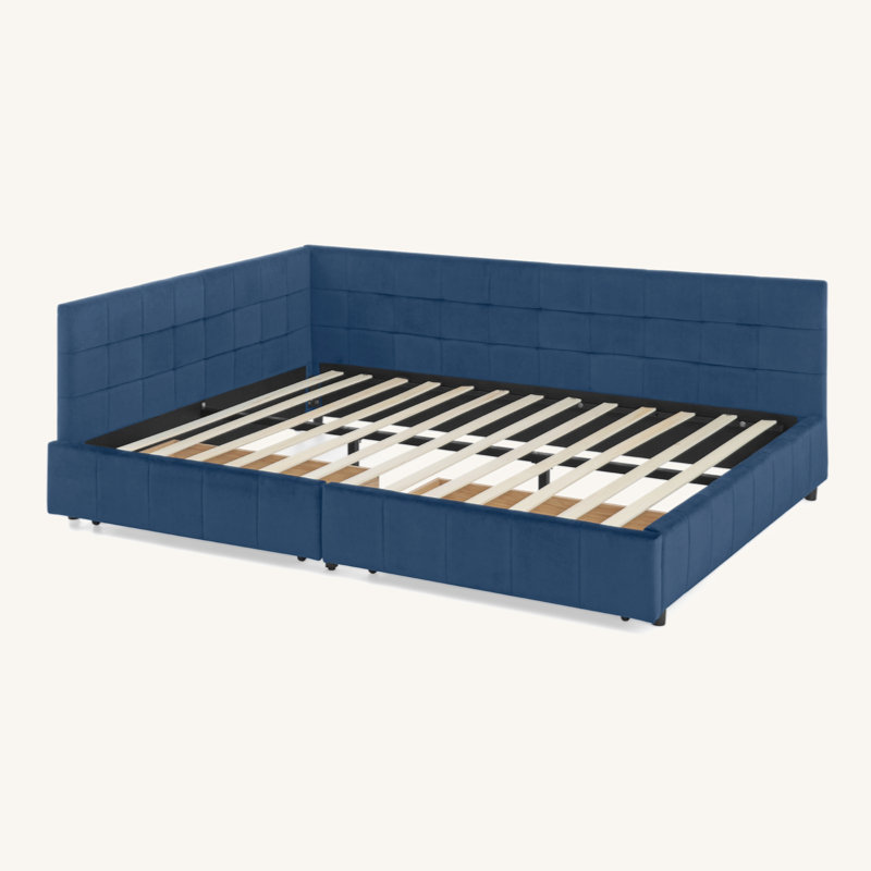 Modern Queen Size Storage Upholstered Tufted Daybed With Comfortable Backrest And Armrests For Bedroom And Living Room,