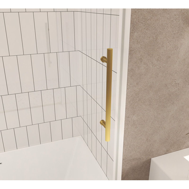 Frameless Shower Door 56-60 "W X 60" H, 1/4 "(6 Mm) Clear Tempered Glass, Explosion Proof Film, Stainless Steel Handle